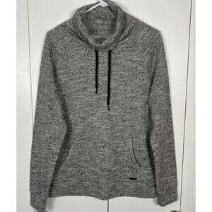 Express Gray Marled Cowl Neck Pullover with Black Drawstrings